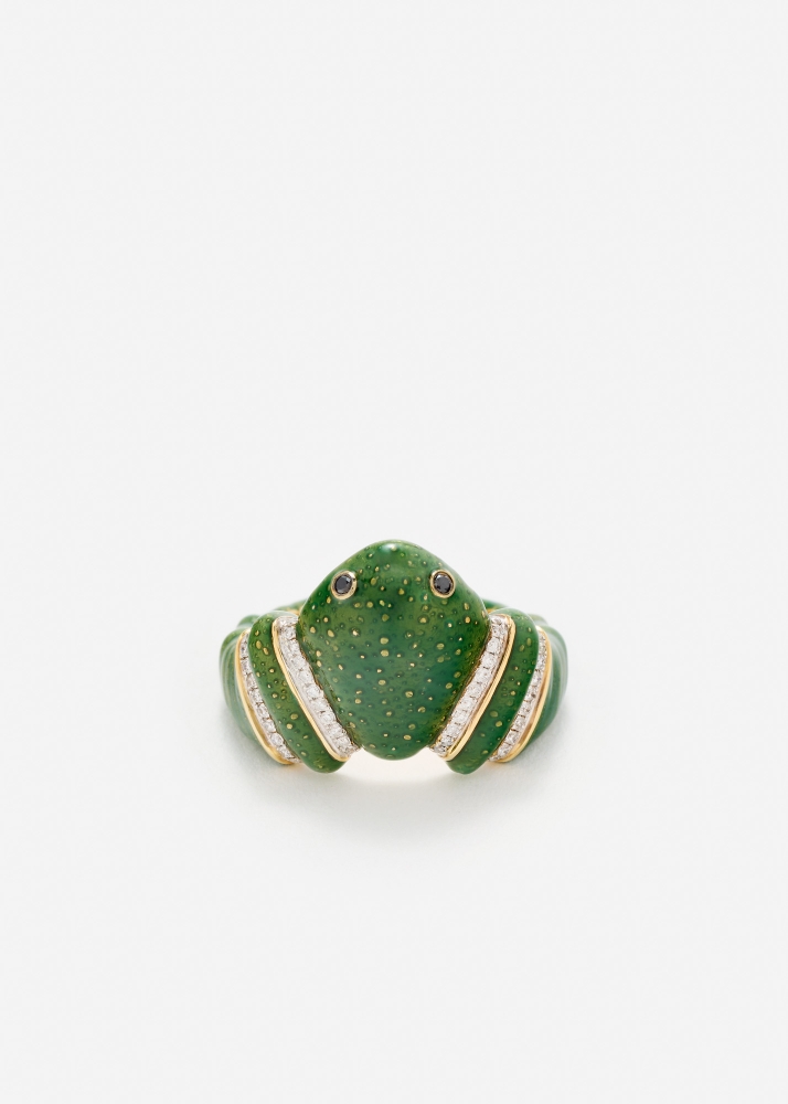 BAGUE GRENOUILLE VERTE OR JAUNE