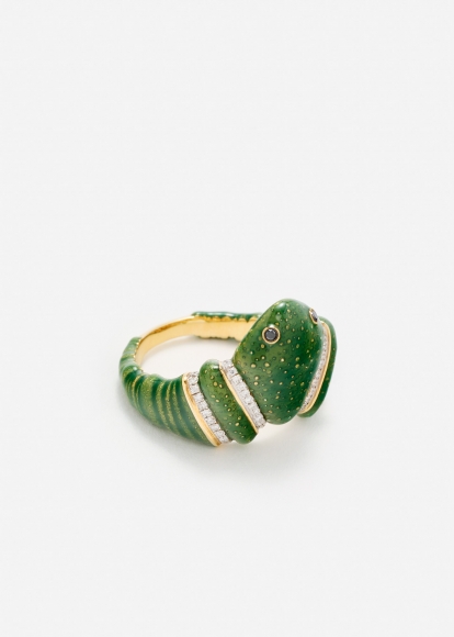 BAGUE GRENOUILLE VERTE OR JAUNE
