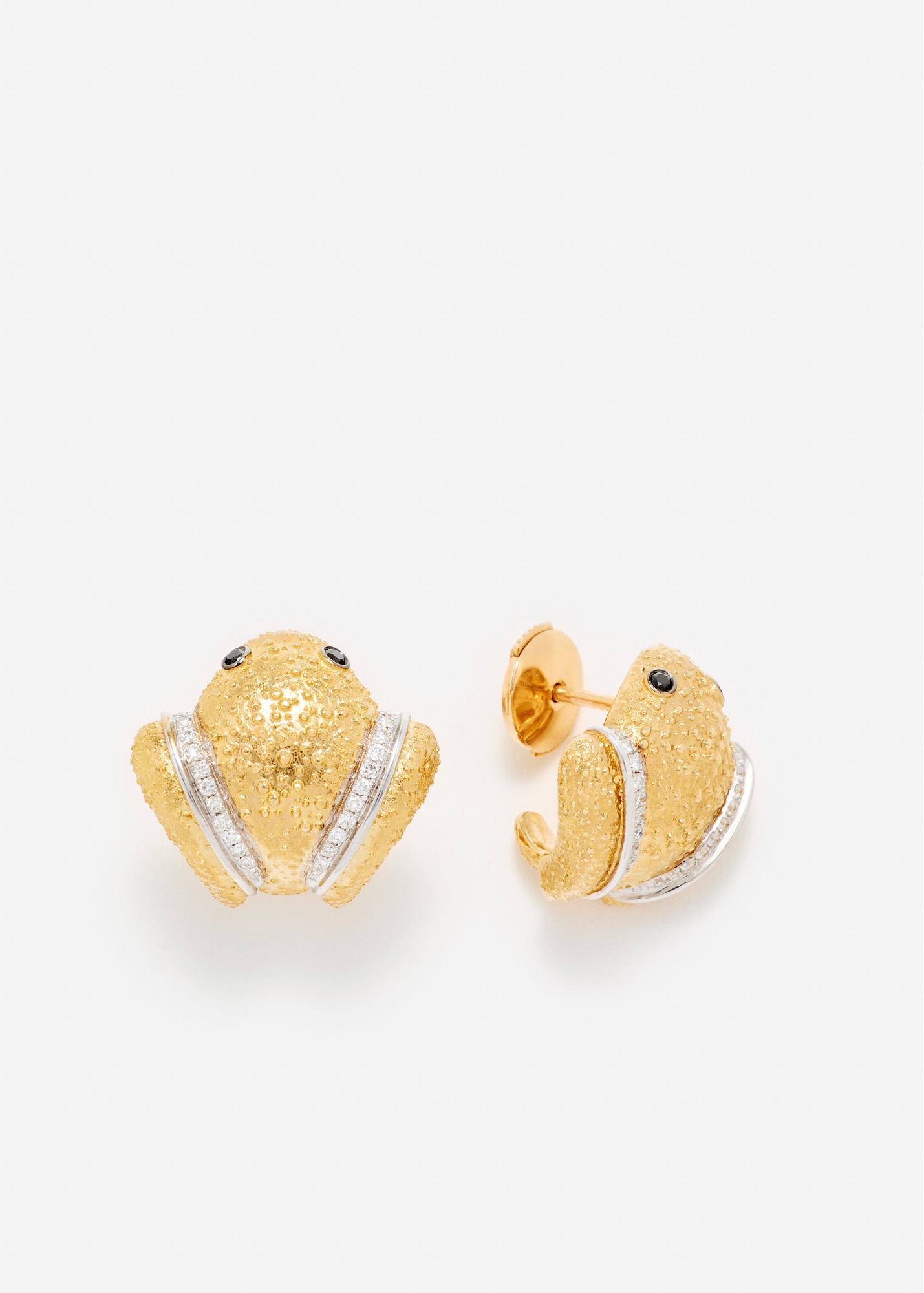 PAIRE DE BOUCLES D’OREILLE GRENOUILLE GOLD OR JAUNE