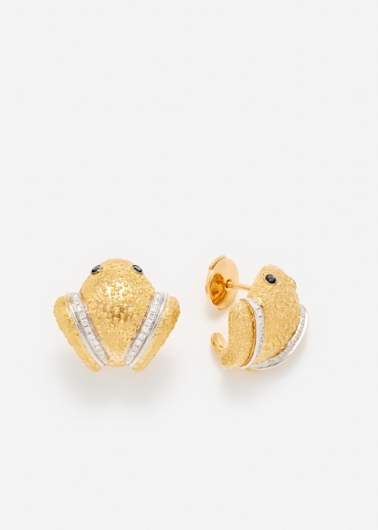 PAIRE DE BOUCLES D’OREILLE GRENOUILLE GOLD OR JAUNE