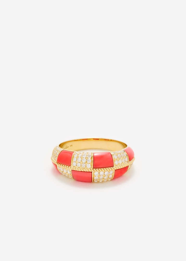 ALLIANCE DAMIER CORAIL OR JAUNE