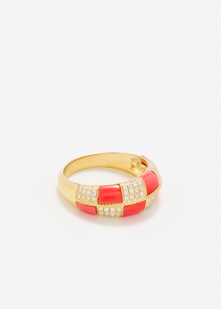 ALLIANCE DAMIER CORAIL OR JAUNE