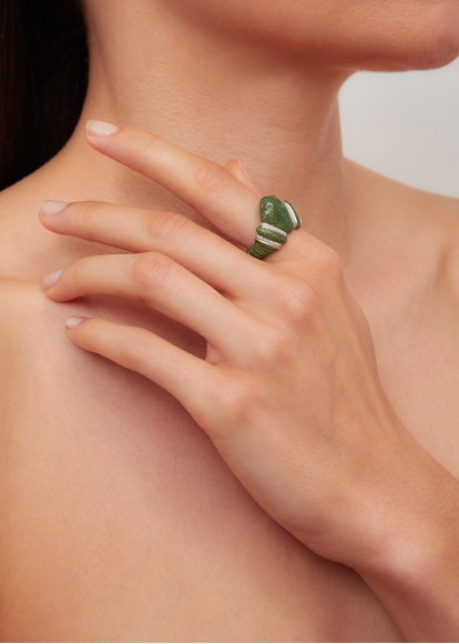 BAGUE GRENOUILLE VERTE OR JAUNE