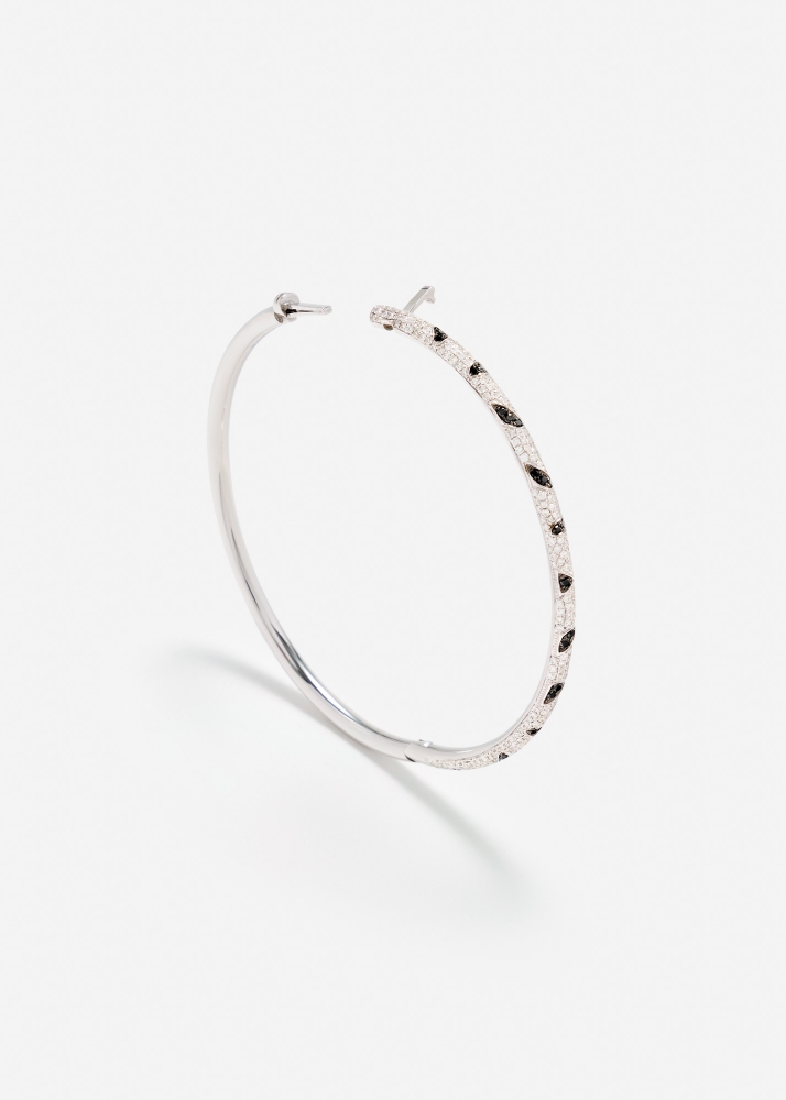 BRACELET TORQUE ZÈBRE OR BLANC