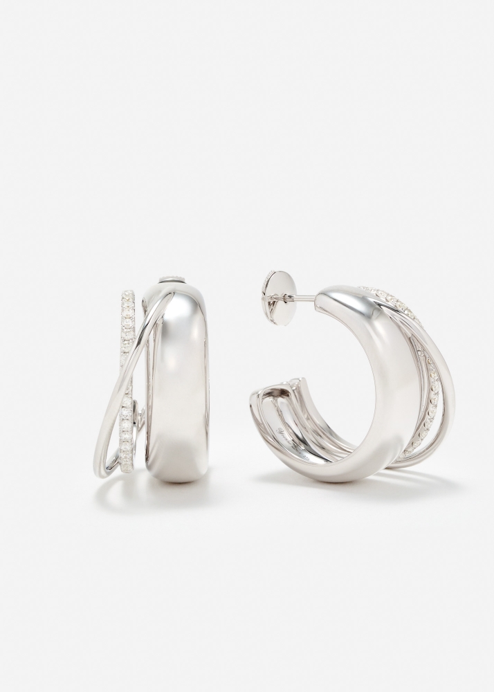PAIRE DE CRÉOLES UN DEUX TROIS LISSE GM OR BLANC