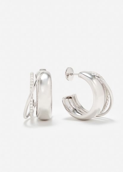 PAIRE DE CRÉOLES UN DEUX TROIS LISSE GM OR BLANC