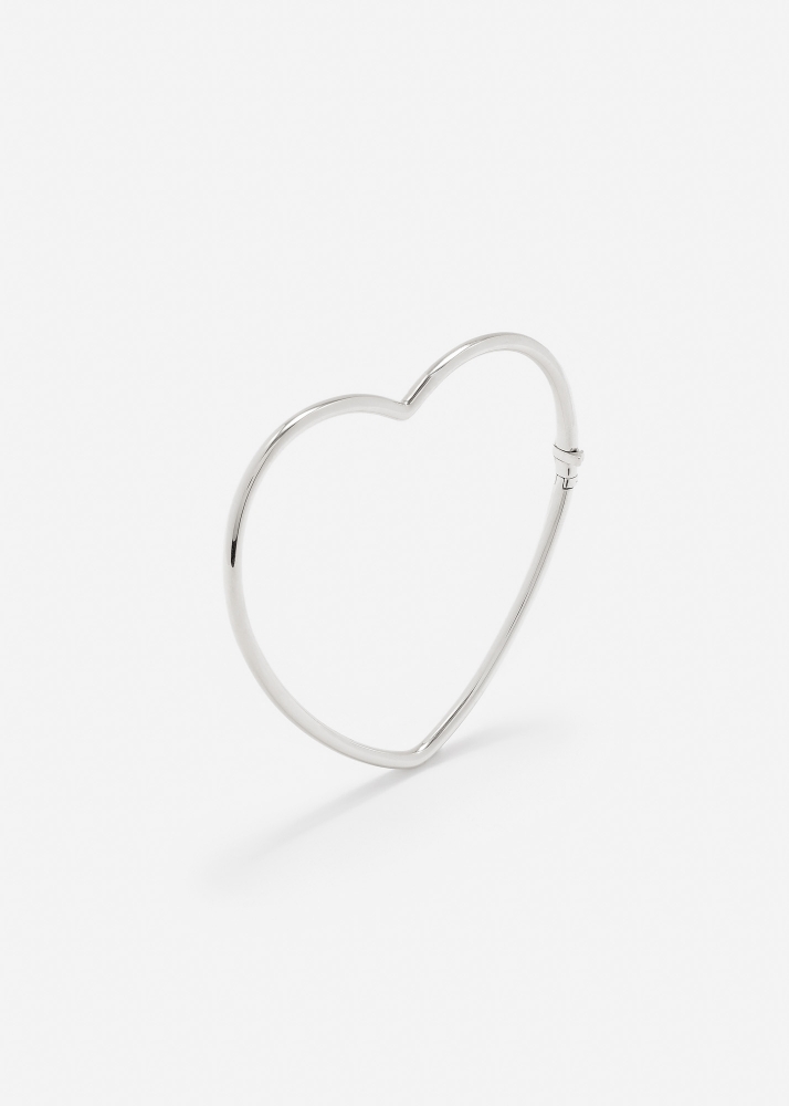 BRACELET JONC COEUR LISSE PM OR BLANC