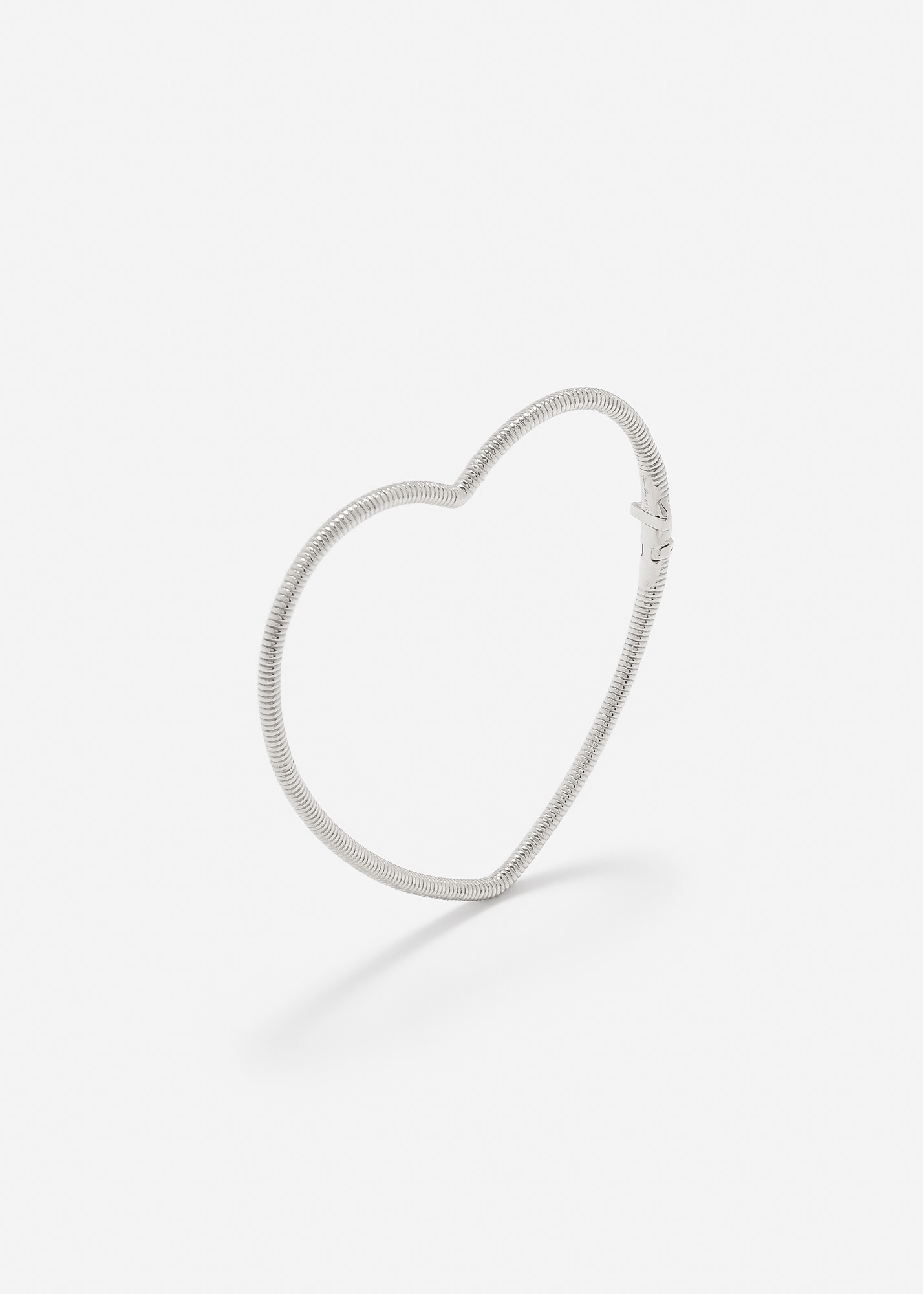 BRACELET JONC COEUR RAYURES PM OR BLANC