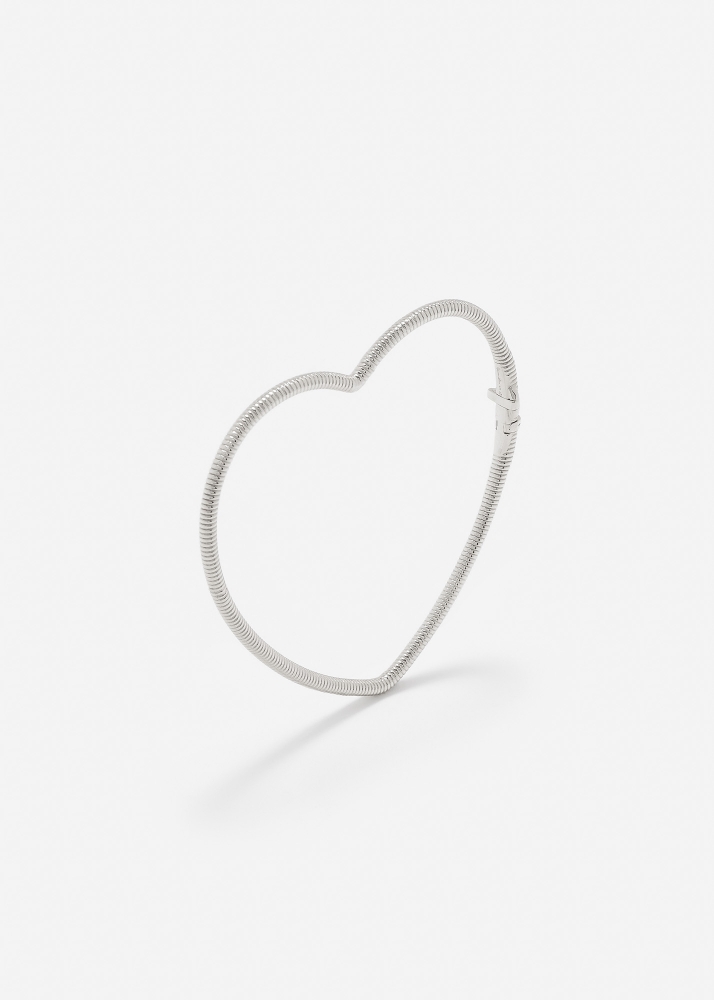 BRACELET JONC COEUR RAYURES PM OR BLANC