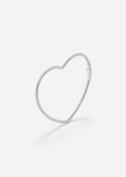 BRACELET JONC COEUR RAYURES PM OR BLANC