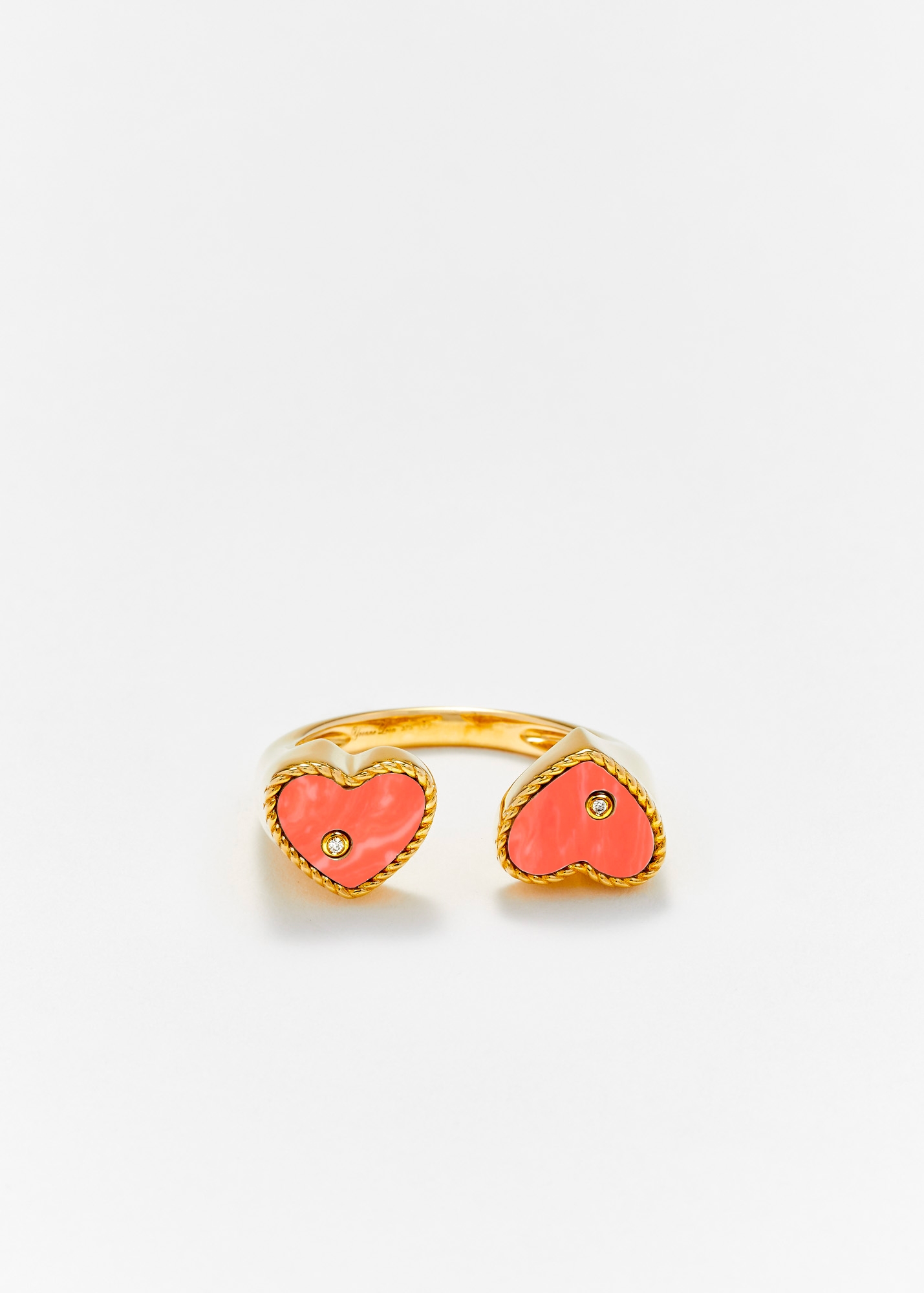 BAGUE TOI & MOI COEUR CORAIL OR JAUNE