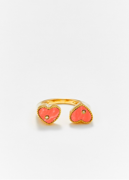 BAGUE TOI & MOI COEUR CORAIL OR JAUNE