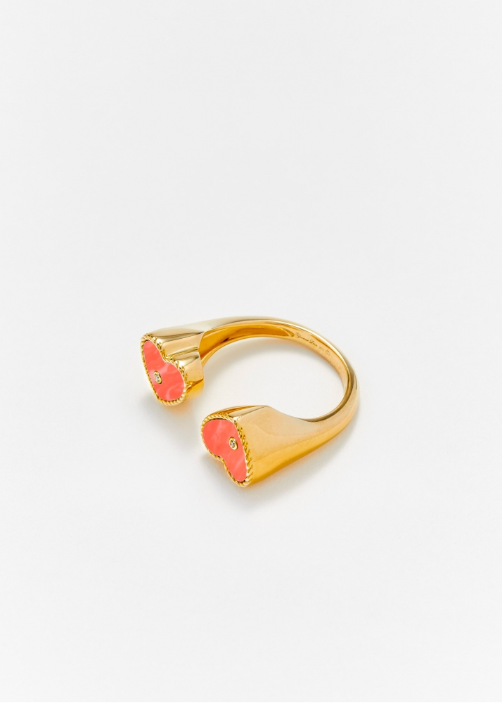 BAGUE TOI & MOI COEUR CORAIL OR JAUNE