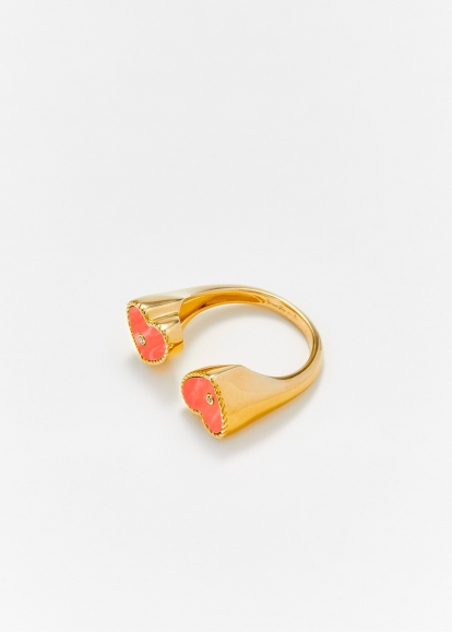 BAGUE TOI & MOI COEUR CORAIL OR JAUNE