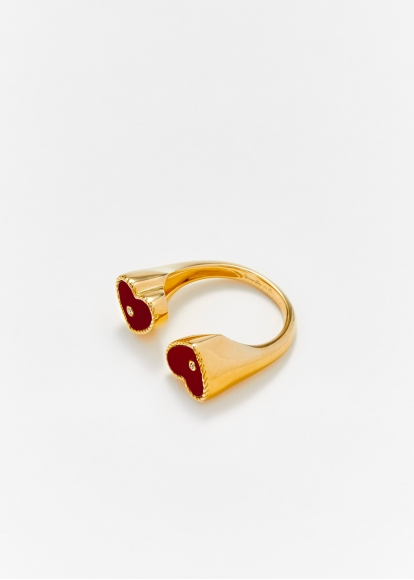 BAGUE TOI & MOI COEUR AGATE ROUGE OR JAUNE