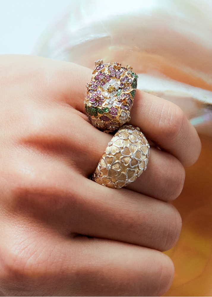 BAGUE DÔME FLEURIE 2 ORS