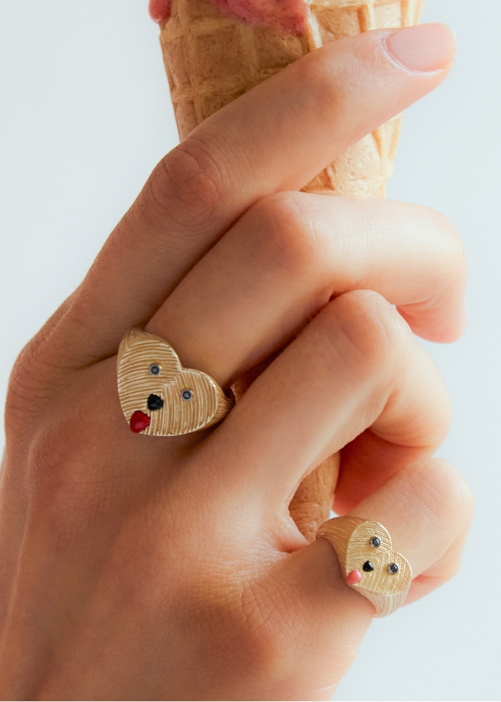 MINI CHEVALIÈRE COEUR TOUTOU OR JAUNE