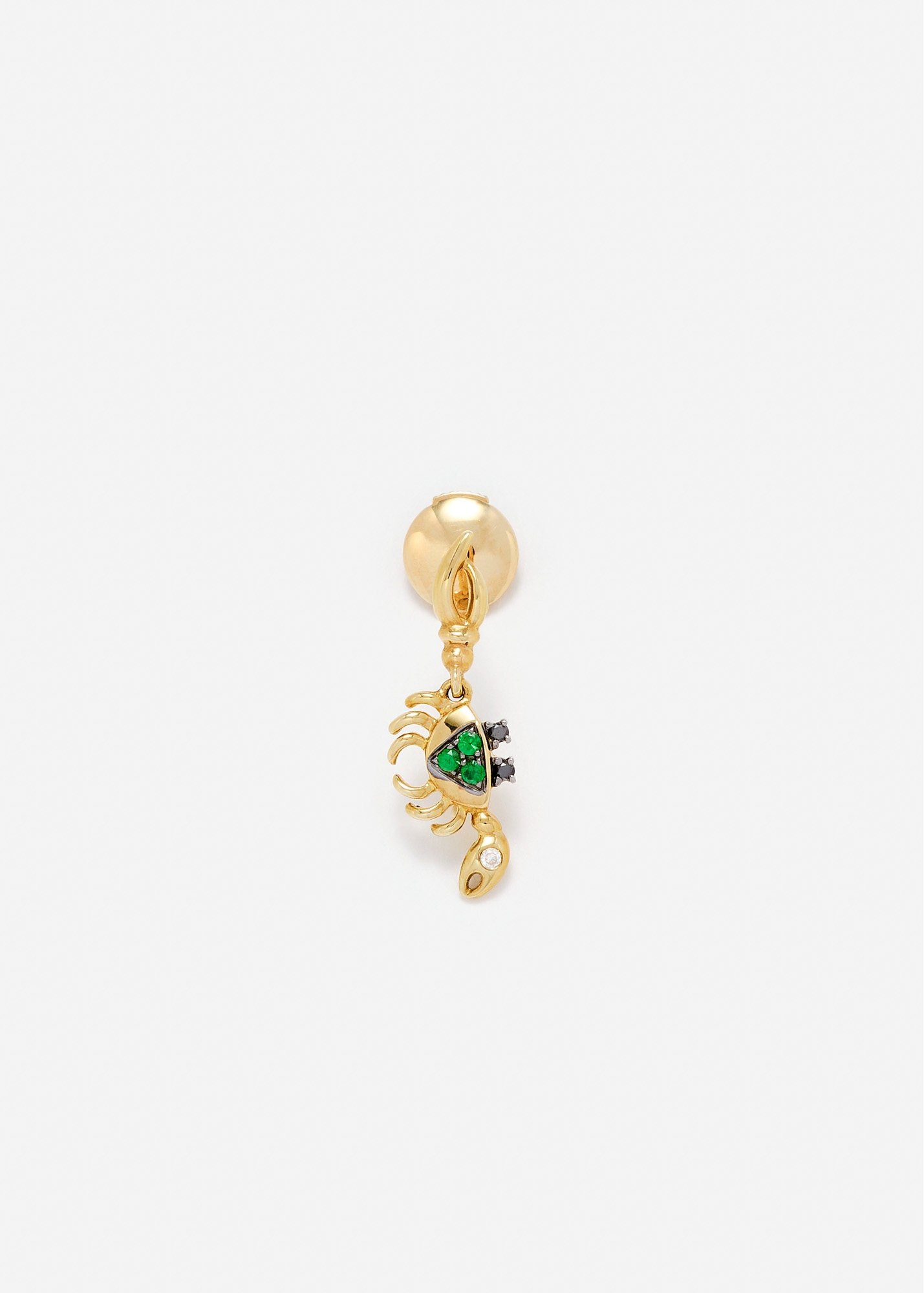 MINI BOUCLE D'OREILLE CRABE TSAVORITES OR JAUNE