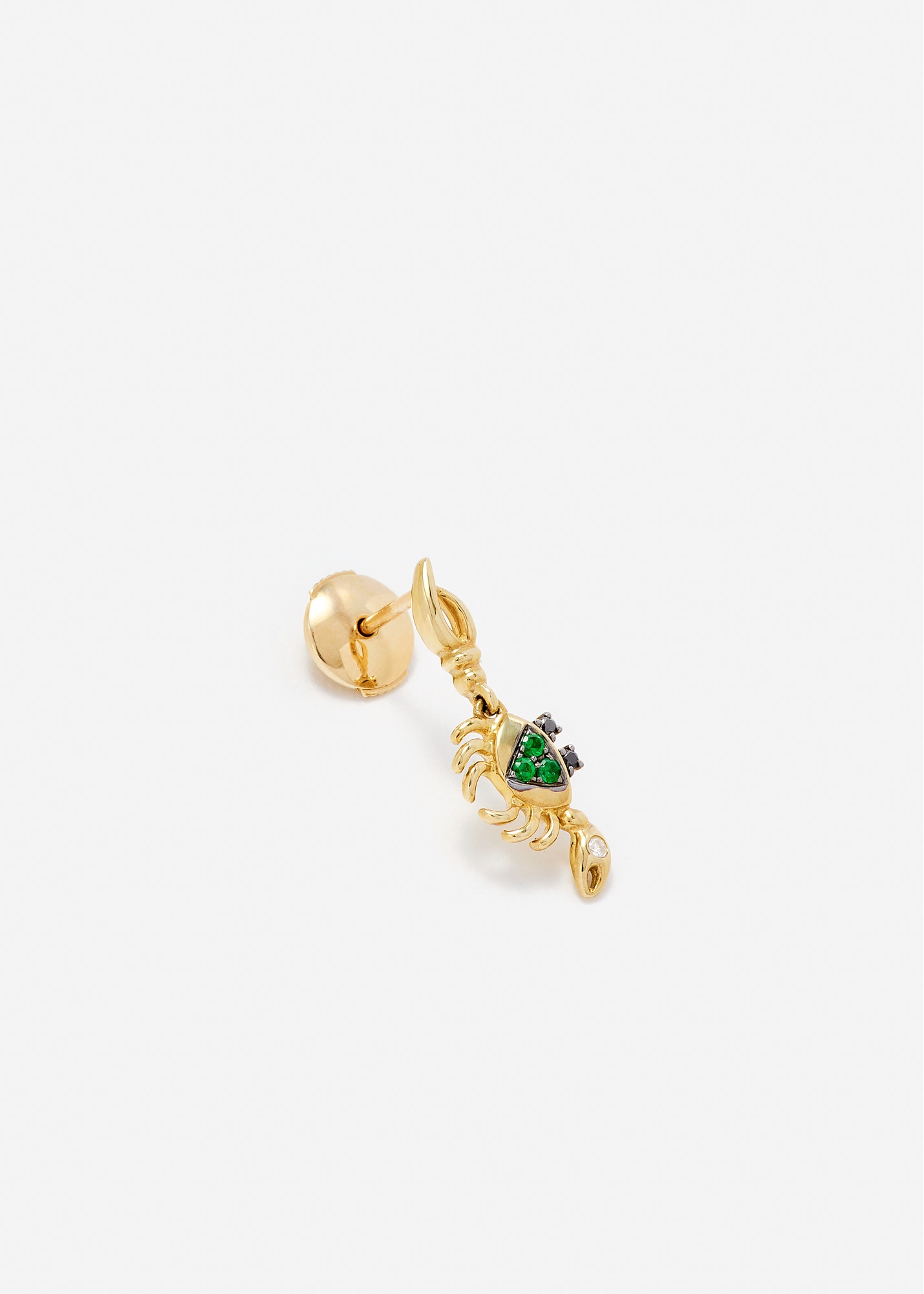 MINI BOUCLE D'OREILLE CRABE TSAVORITES OR JAUNE
