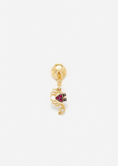 MINI BOUCLE D'OREILLE CRABE RUBIS OR JAUNE