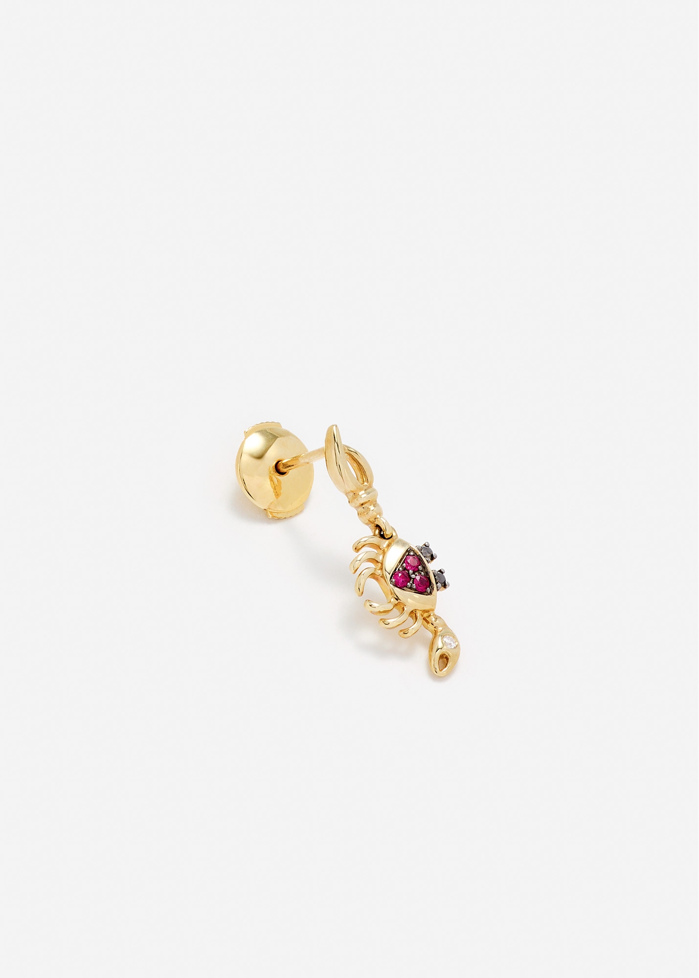 MINI BOUCLE D'OREILLE CRABE RUBIS OR JAUNE