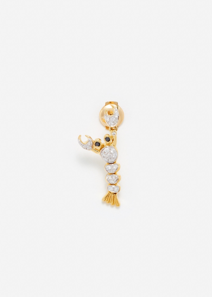 MINI BOUCLE D'OREILLE HOMARD OR JAUNE