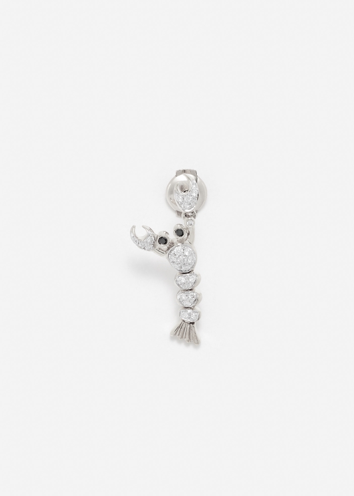 MINI BOUCLE D'OREILLE HOMARD OR BLANC