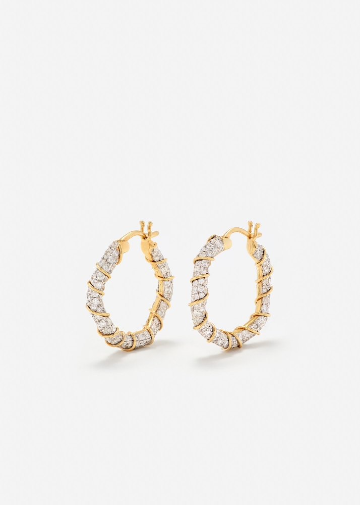 PAIRE DE CRÉOLES TWISTÉES DIAMANTS OR JAUNE