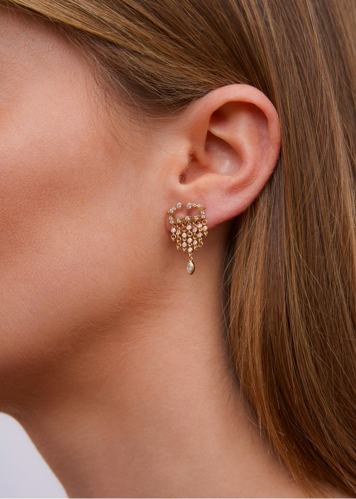 PAIRE DE BOUCLES D’OREILLE SCORPIO DIAMANTS OR JAUNE