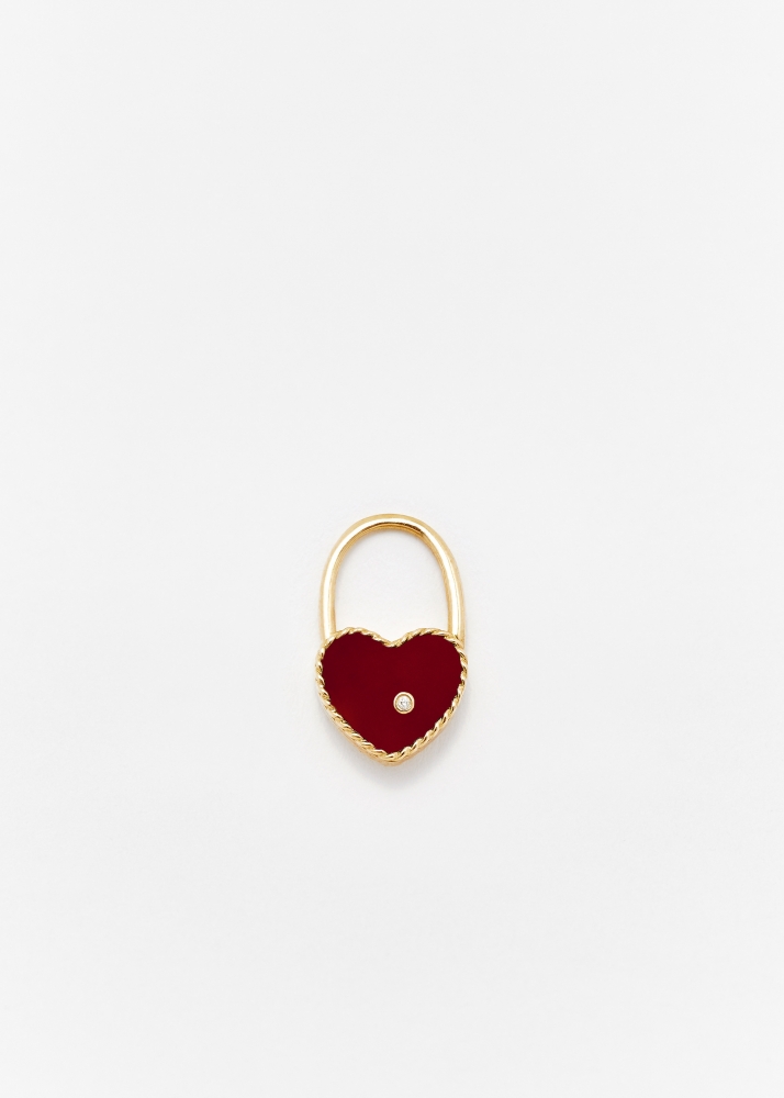 CRÉOLE CADENAS COEUR AGATE ROUGE PM OR JAUNE