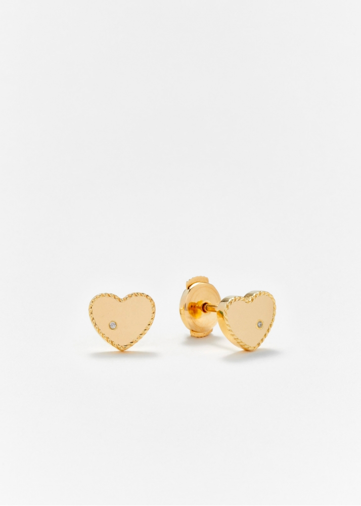 PAIRE DE MINI PUCES COEUR GOLD OR JAUNE