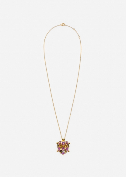 PENDENTIF TORTUE SUGILITE OR JAUNE