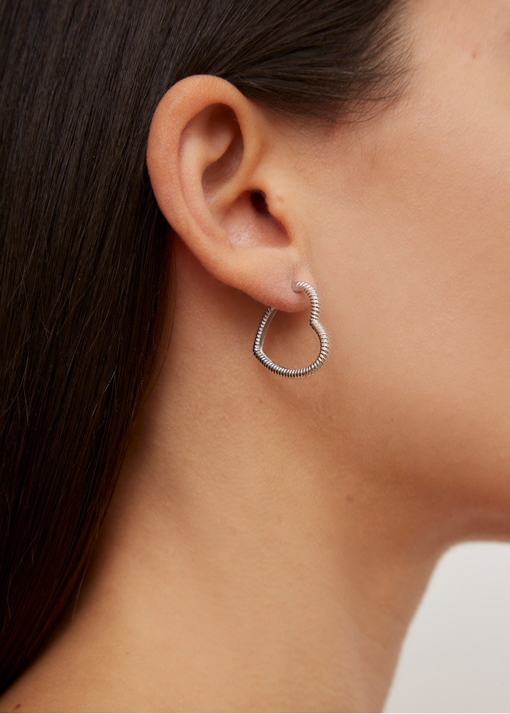 CRÉOLE COEUR RAYURES OR BLANC