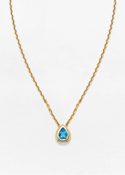 COLLIER SOLITAIRE POIRE BERLINGOT BLEU OR JAUNE