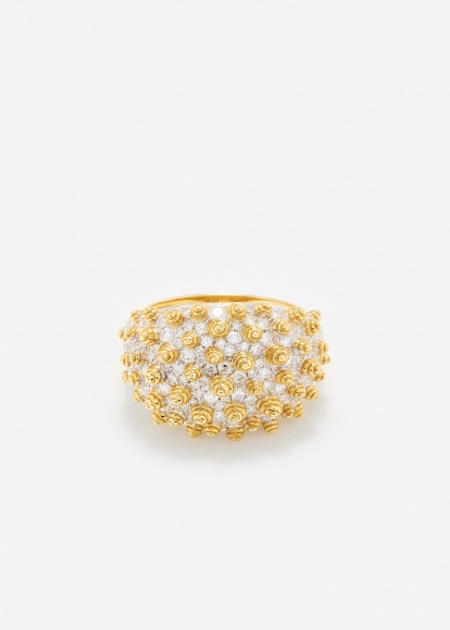 BAGUE PICOTS DIAMANTS OR JAUNE