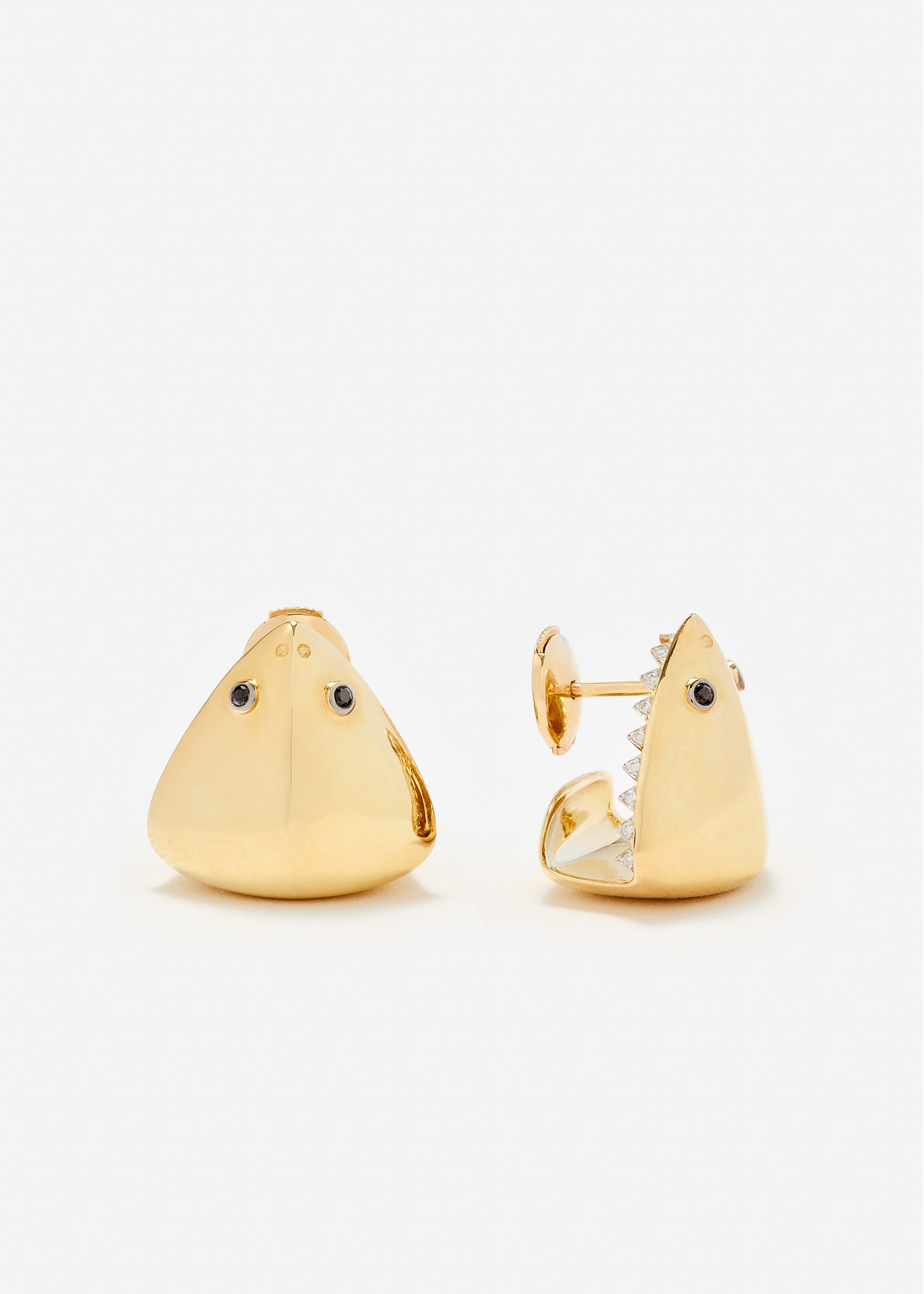 PAIRE DE CRÉOLES REQUIN DENTÉES OR JAUNE