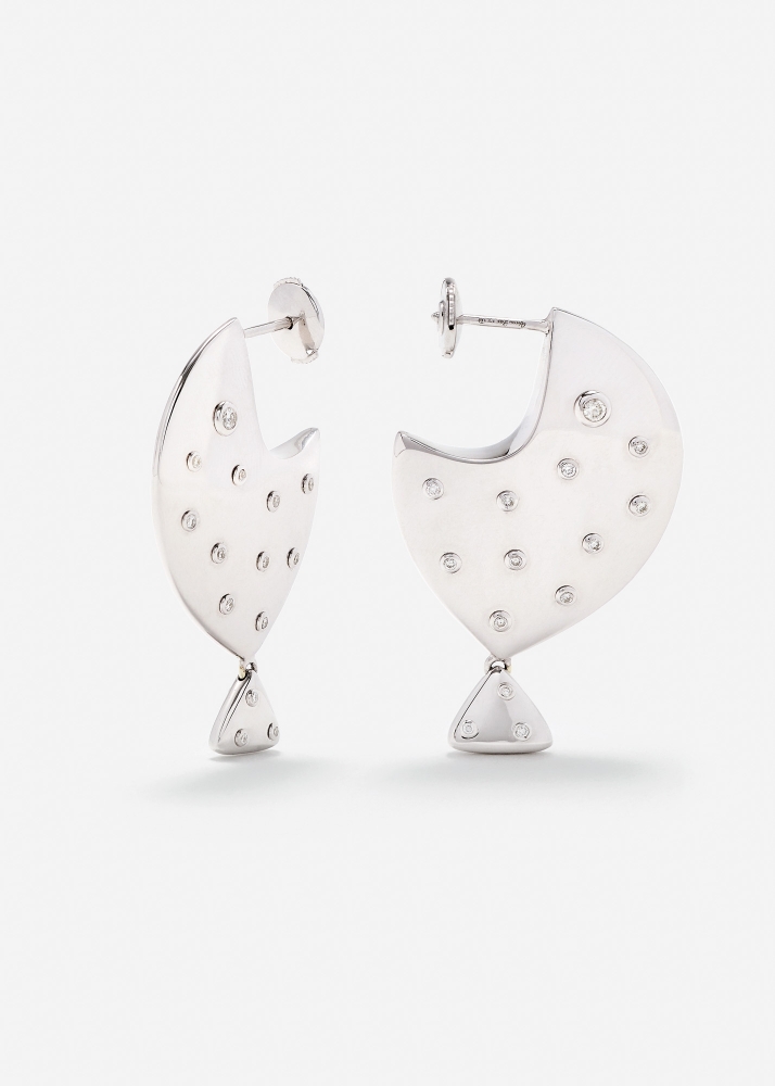 BOUCLES D’OREILLE POISSON CLOWN GOLD GM OR BLANC