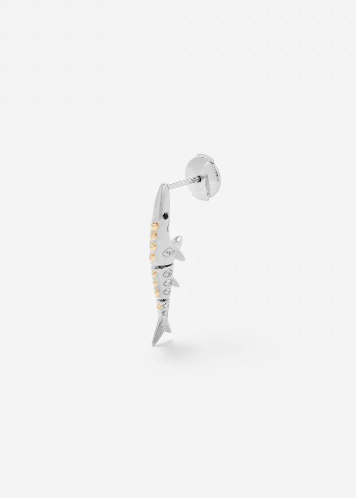 BOUCLE D’OREILLE MARLIN PM OR BLANC