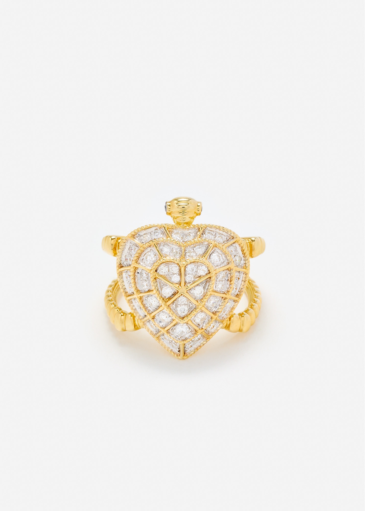 Ring Tortue Coeur - Diamonds and yellow gold - Yvonne Léon