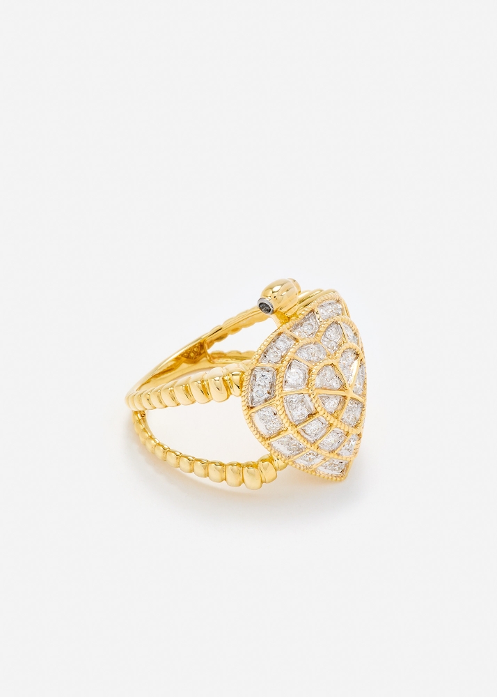 BAGUE TORTUE COEUR OR JAUNE