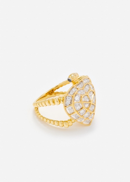 BAGUE TORTUE COEUR OR JAUNE