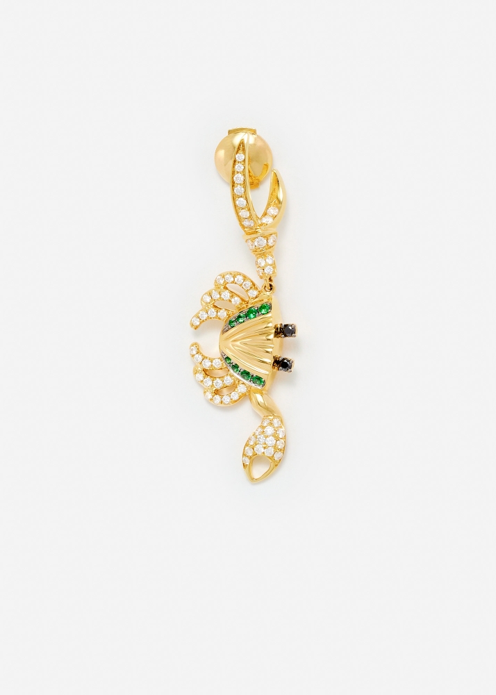 BOUCLE D'OREILLE CRABE TSAVORITES OR JAUNE