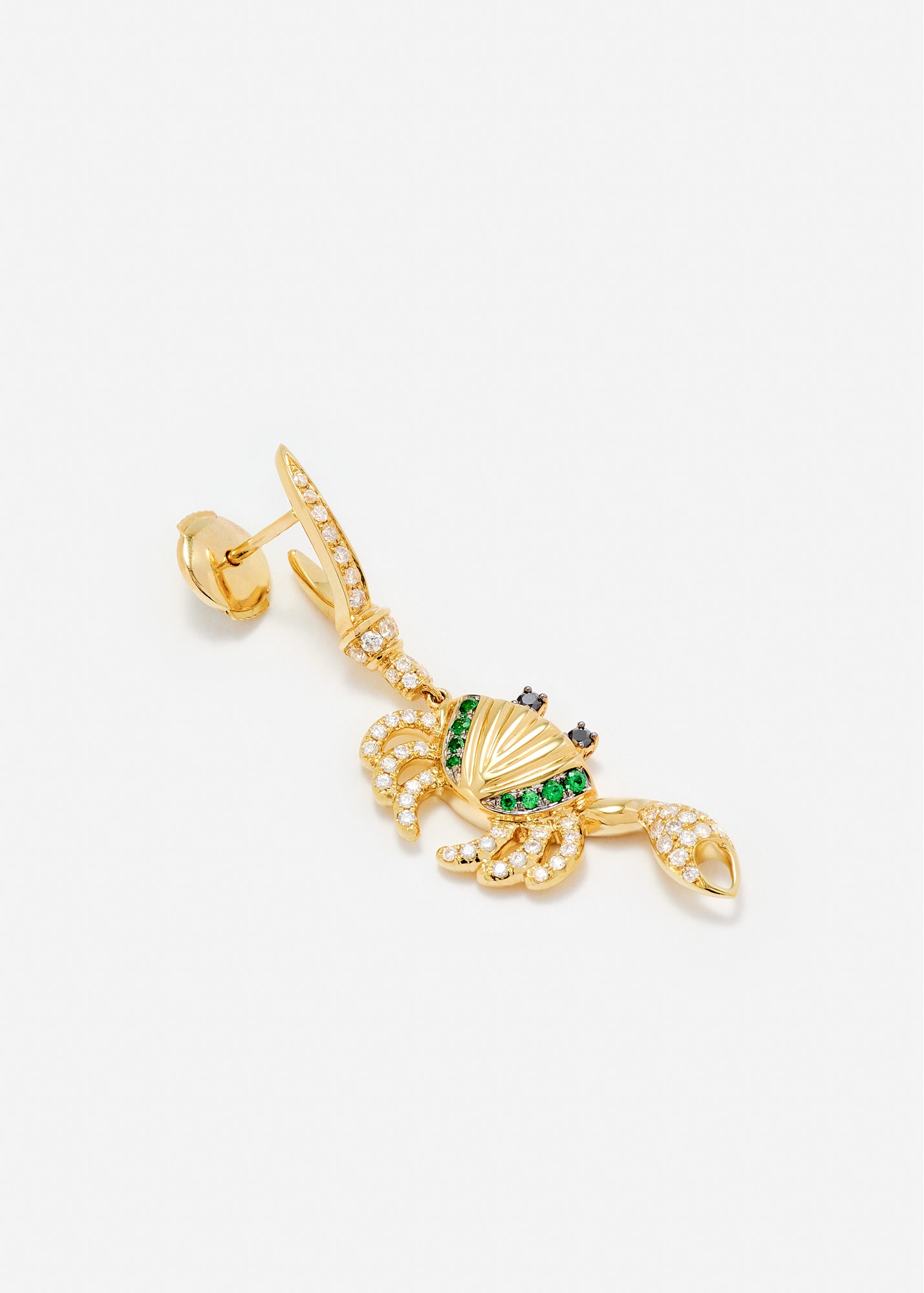 BOUCLE D'OREILLE CRABE TSAVORITES OR JAUNE