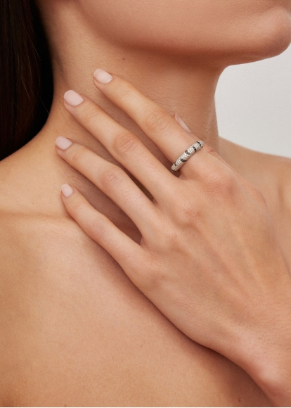 ALLIANCE ZÈBRE DIAMANTS OR BLANC