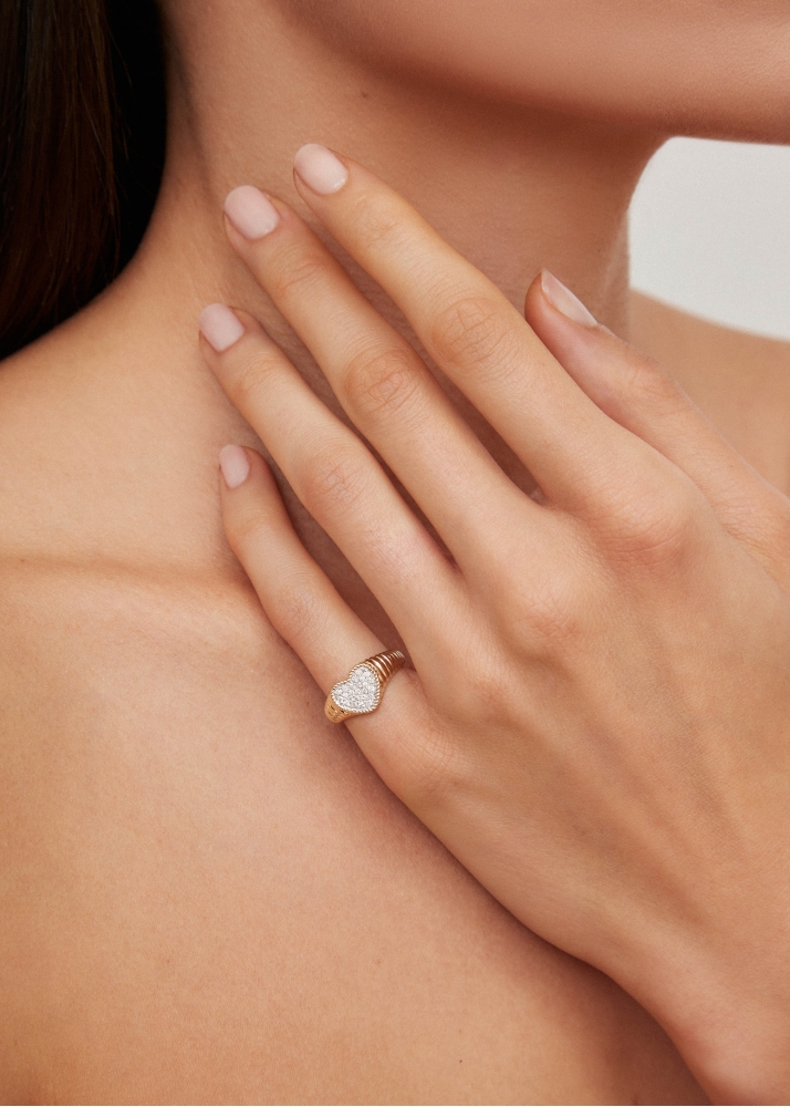 BABY CHEVALIÈRE COEUR BERLINGOT DIAMANTS OR JAUNE