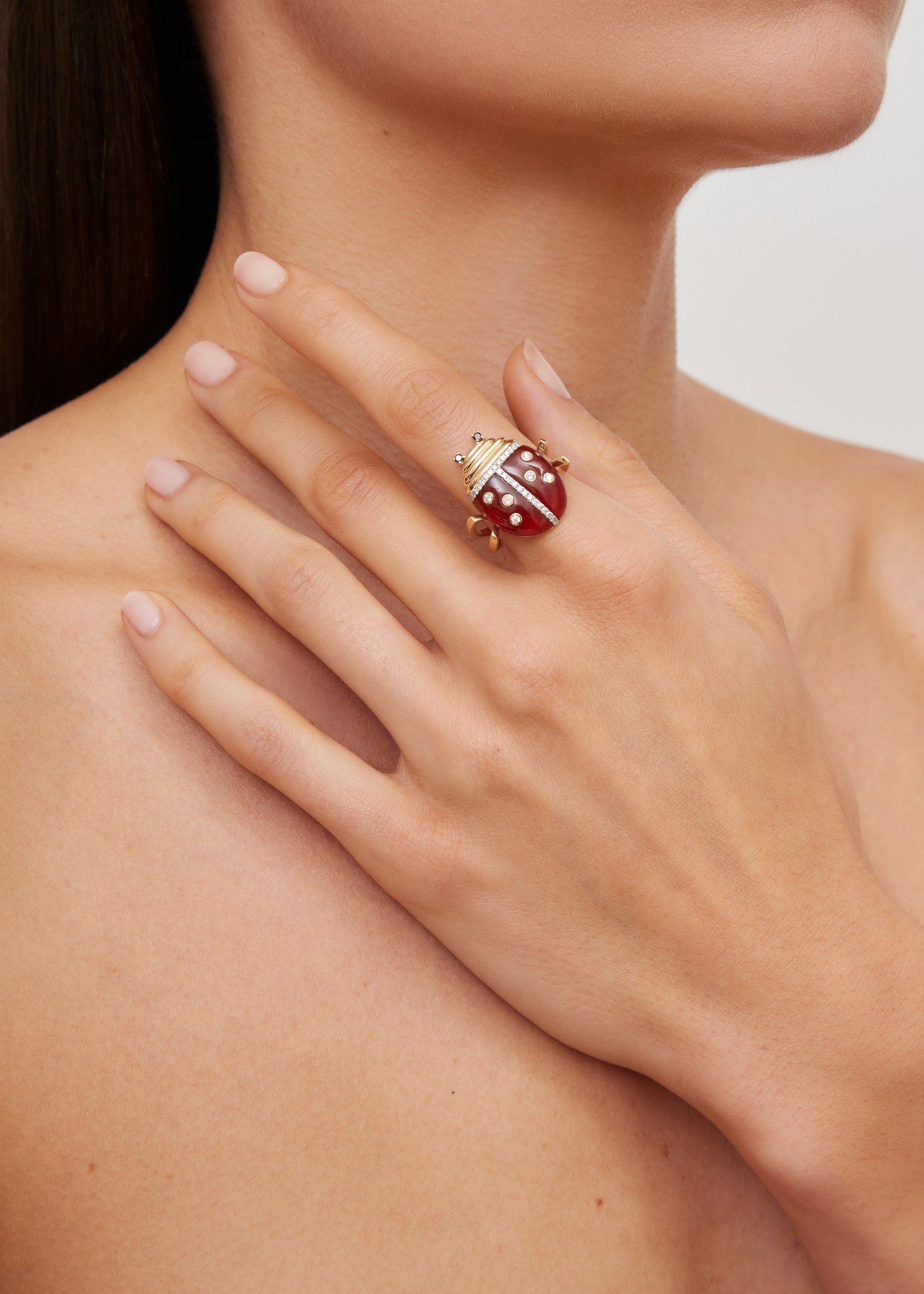 BAGUE COCCINELLE OR JAUNE
