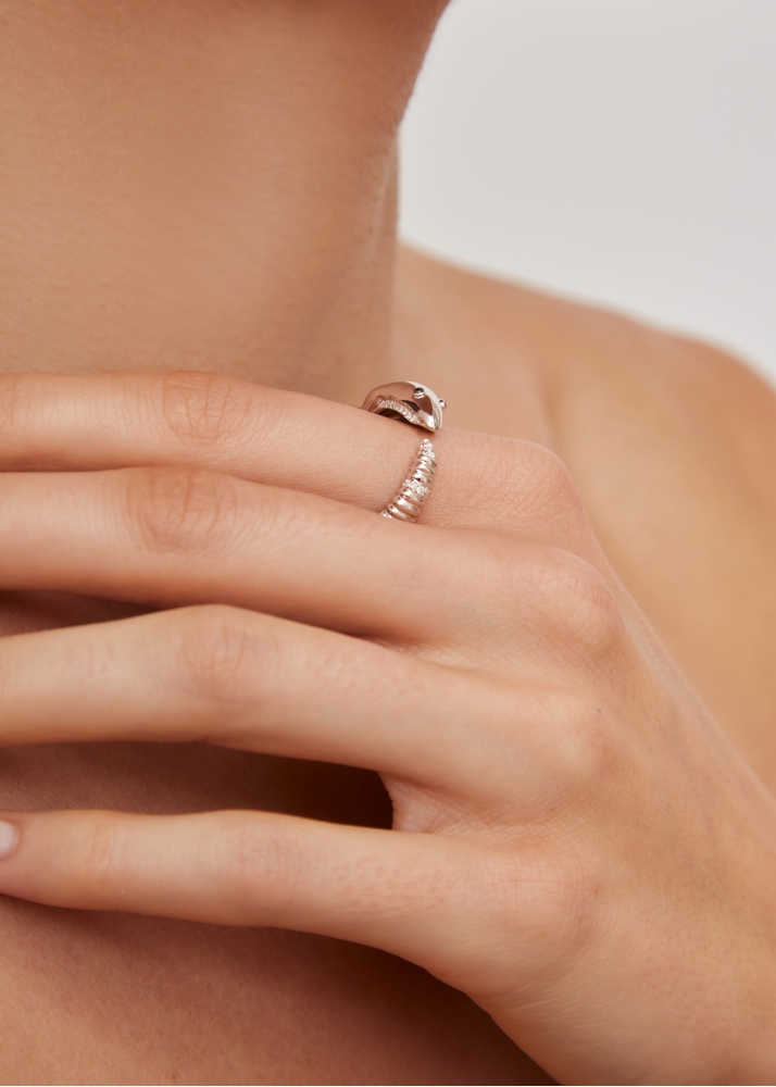 BAGUE ÉCREVISSE OR BLANC