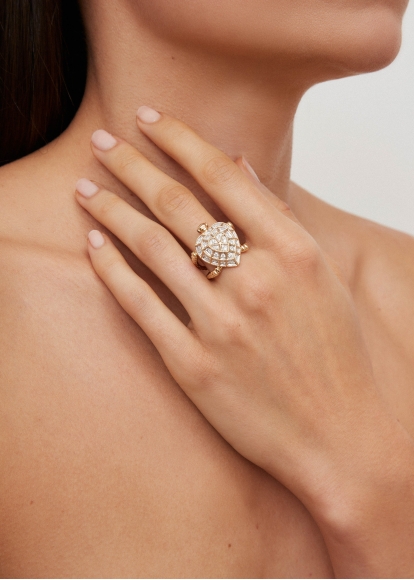 BAGUE TORTUE COEUR OR JAUNE