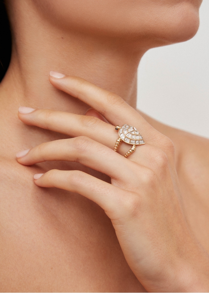 BAGUE TORTUE COEUR OR JAUNE