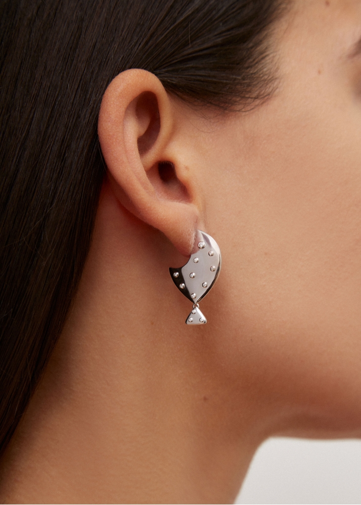 BOUCLE D’OREILLE POISSON CLOWN GOLD PM OR BLANC